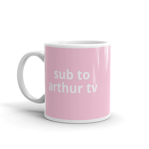 Mug with Logo & 'sub to arthur' Print (pink)