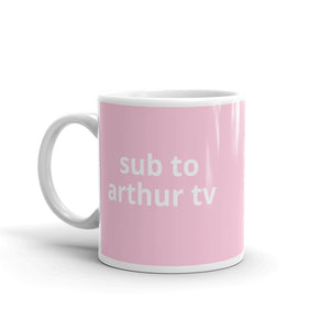 Mug with Logo & 'sub to arthur' Print (pink)