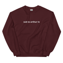 Load image into Gallery viewer, Jumper with &#39;sub to arthur tv&#39; Print (9 colours)